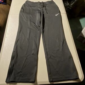 Nike Black Wide Leg Pants Women's Medium M Drawstring Waist Logo Athletic EUC